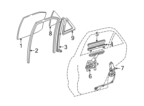 2001 Lexus RX300 Rear Door Channel Sub-Assy, Rear Door Glass, LH Diagram for 69906-48010