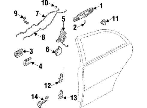 2000 Infiniti Q45 Rear Door Handle Assembly-Rear Door Outside, LH Diagram for 82607-3H301