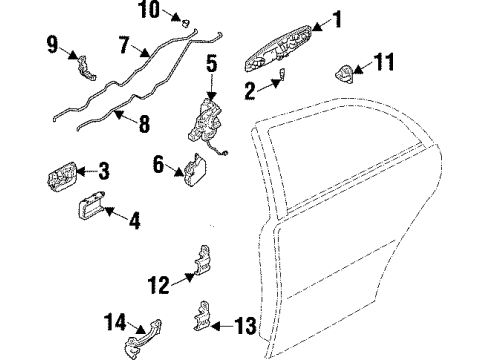 1997 Infiniti Q45 Rear Door Handle Front Diagram for 82606-6P014