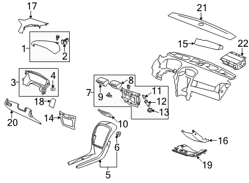 2008 Cadillac SRX Cluster & Switches, Instrument Panel Center Panel Nut Diagram for 25789237