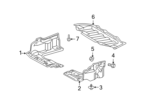 2012 Toyota Matrix Splash Shields Splash Shield Diagram for 51451-02050