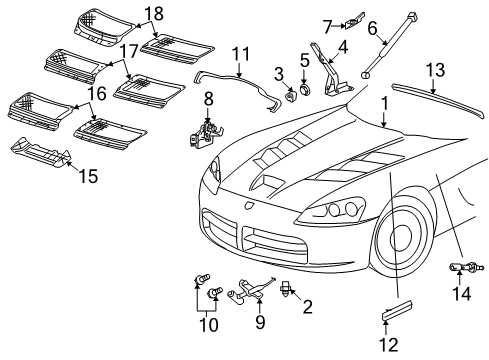 2010 Dodge Viper Hood & Components Gas Prop Diagram for 4865820AF