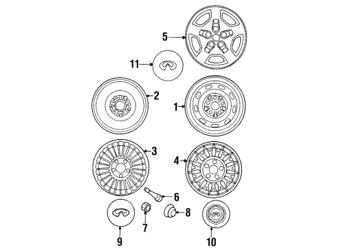 1999 Infiniti I30 Wheels, Covers & Trim Spare Tire Wheel Assembly Diagram for 40300-V8077