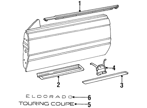 1999 Cadillac Eldorado Exterior Trim - Door Molding Asm, Front Side Door Center - RH Diagram for 12481869