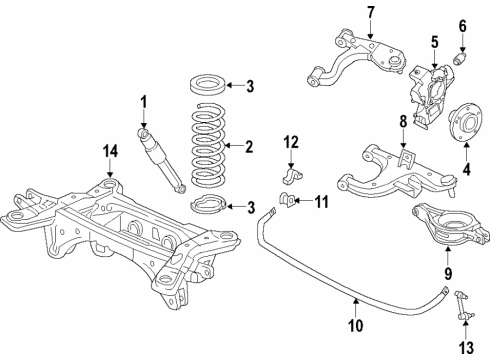 2022 Nissan Armada Rear Suspension Components, Lower Control Arm, Upper Control Arm, Ride Control, Stabilizer Bar HUB ASSY-REAR AXLE Diagram for 43202-1LA0B