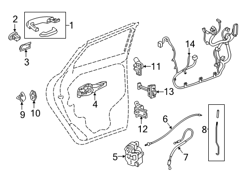 2021 GMC Terrain Front Door Lock Rod Diagram for 23159185