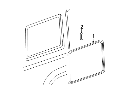 2010 Jeep Commander Quarter Panel - Glass & Hardware Glass-Quarter Window Diagram for 55396802AD