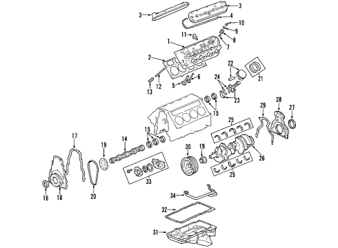 2006 Cadillac CTS Engine Parts, Mounts, Cylinder Head & Valves, Camshaft & Timing, Oil Pan, Oil Pump, Crankshaft & Bearings, Pistons, Rings & Bearings, Variable Valve Timing Front Mount Diagram for 25759899