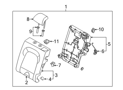 2020 Hyundai Venue Rear Seat Components Rear Seat Cushion Covering, Left Diagram for 89360-K2000-XDA