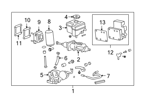 2008 Hummer H2 Hydraulic System Power Brake Booster Assembly Diagram for 19371354