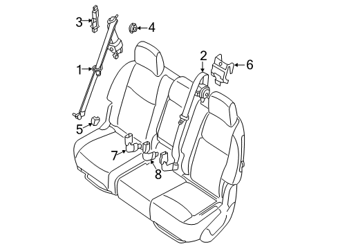 2016 Infiniti QX60 Seat Belt Pretensioner Front Left Tongue Belt Assembly Diagram for 86885-9NB3B