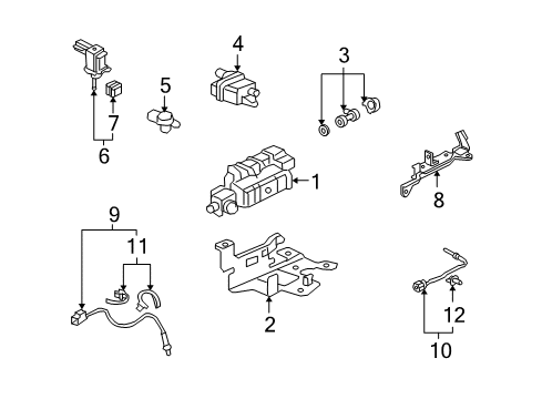 2006 Honda S2000 Emission Components Canister Assembly Diagram for 17011-S6M-A01
