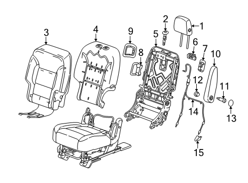 2018 Buick Enclave Second Row Seats Seat Back Frame Cover Diagram for 84543264