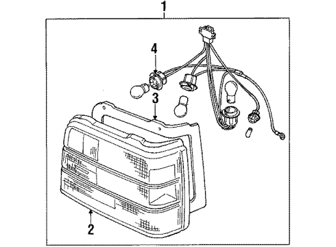 1988 Chevrolet Sprint Tail Lamps Lens, Rear Combination Lamp Diagram for 96052090