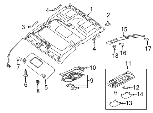 2019 Nissan Titan XD Interior Trim - Cab Lamp Assembly Map Diagram for 26430-9FT5C