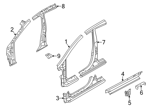 2017 Hyundai Elantra GT Center Pillar, Hinge Pillar, Rocker Panel Reinforcement-SILL Side IN., RH Diagram for 65184-3X000