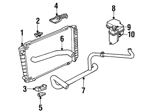 1994 Lincoln Town Car Radiator & Components Lower Hose Diagram for F1VY-8286-B