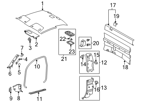 2005 Toyota Tacoma Interior Trim - Cab Visor Diagram for 74310-AD010-B1