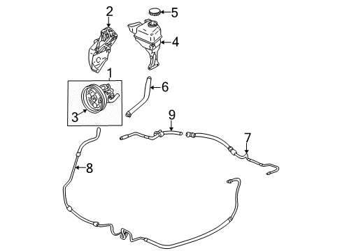 2003 Cadillac CTS P/S Pump & Hoses, Steering Gear & Linkage Reservoir, P/S Fluid Diagram for 25765385