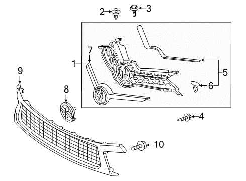 2017 Toyota Corolla iM Grille & Components Lower Grille Diagram for 53102-12100