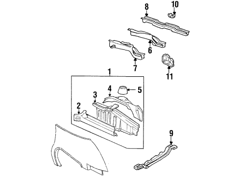 1993 Pontiac Trans Sport Structural Components & Rails Support-Battery Tray Diagram for 20595343