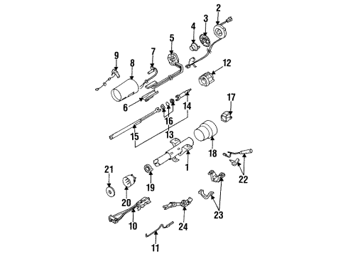 1993 Cadillac Allante Steering Column & Wheel Coil Kit, Inflator Restraint Steering Wheel Module Diagram for 26013854