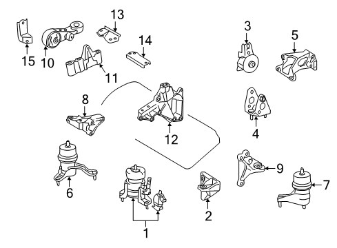 2017 Toyota Sienna Engine & Trans Mounting Torque Strut Diagram for 12363-0P190