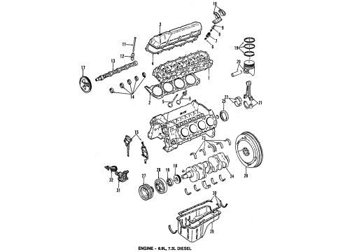 1985 Ford F-350 Engine Mounting Oil Pump Diagram for E3TZ6600A