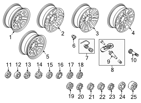 2018 Ford F-350 Super Duty Wheels Wheel, Alloy Diagram for HC3Z-1007-A