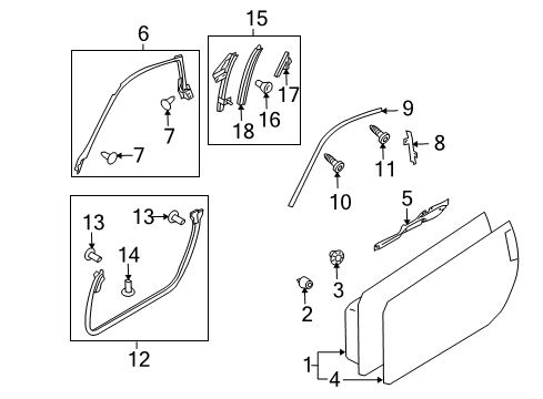 2014 Nissan 370Z Door & Components Retainer-Weatherstrip, RH Diagram for 76872-1EA0A