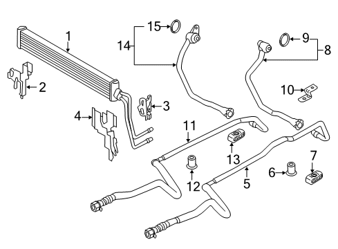 2014 BMW M5 Trans Oil Cooler Oil Cooling Pipe Outlet Diagram for 17227599922