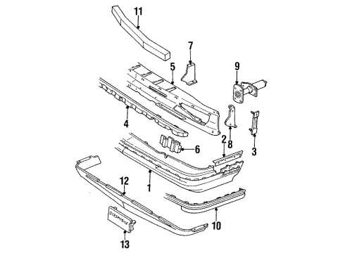 1989 Oldsmobile Cutlass Ciera Front Bumper Retainer Asm-Front Bumper Fascia Diagram for 22529194