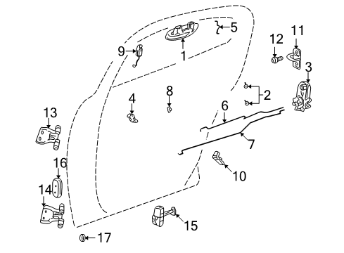 2005 Chrysler Sebring Rear Door - Lock & Hardware Bezel-Remote Handle Diagram for US251P2AA