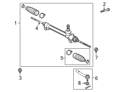 2011 Lexus RX350 Steering Column & Wheel, Steering Gear & Linkage Boot Set, Steering Rack Diagram for 45535-49005