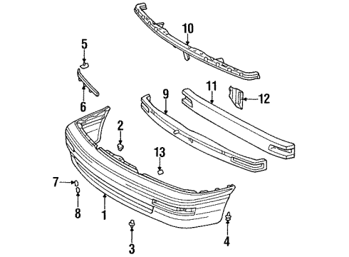 1997 Toyota Avalon Front Bumper Upper Support Diagram for 52029-AC010