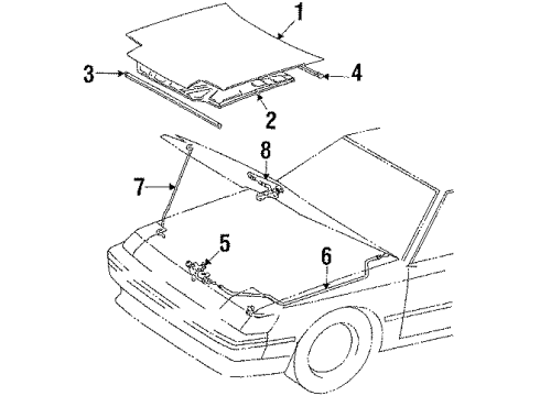 1987 Toyota Celica Hood & Components Lock Diagram for 53510-20190