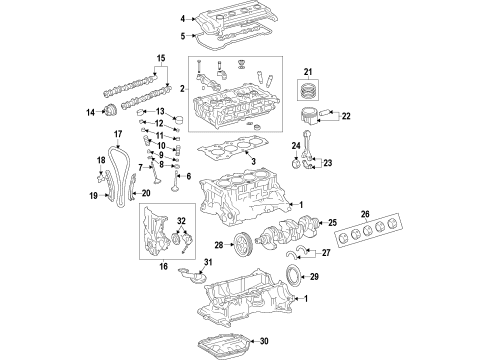 2014 Hyundai Veloster Engine Parts, Mounts, Cylinder Head & Valves, Camshaft & Timing, Oil Pan, Oil Pump, Crankshaft & Bearings, Pistons, Rings & Bearings, Variable Valve Timing Valve-Exhaust Diagram for 22212-2B010