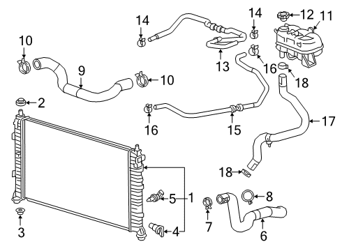 2020 GMC Sierra 1500 Radiator & Components Reservoir Diagram for 84632822