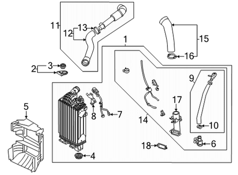 2021 Hyundai Sonata Intercooler Cooler Assembly-Inter Diagram for 282702M000