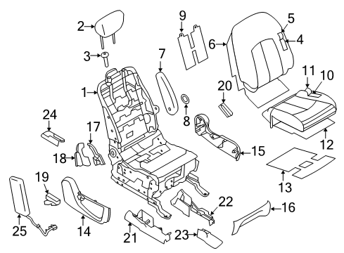 2012 Nissan Quest Passenger Seat Components Pad Front Seat Cushion Diagram for 87311-1JA2C