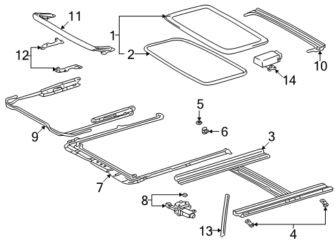 2001 Toyota Corolla Sunroof Rear Drip Rail Diagram for 63214-12070