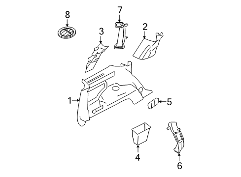 2007 Ford Explorer Interior Trim - Quarter Panels Lower Trim Panel Diagram for 6L2Z-7831013-CAB