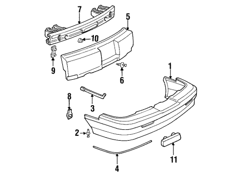 1998 Buick Skylark Rear Bumper Reflector Asm-Rear Bumper Fascia Diagram for 5977419