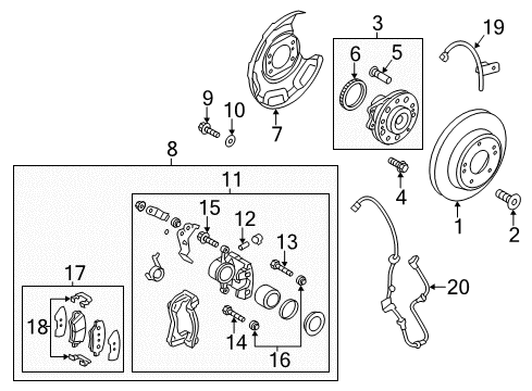 2014 Hyundai Veloster Anti-Lock Brakes Disc Brake Assembly-Rear, LH Diagram for 58300-2V300