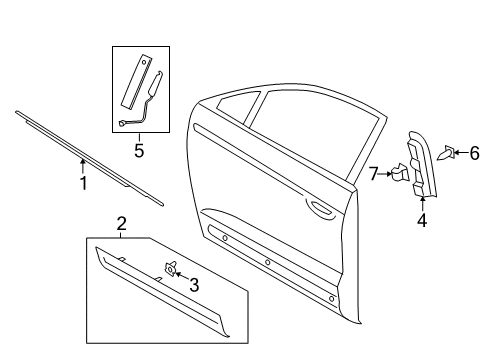 2019 Lincoln MKC Exterior Trim - Front Door Applique Diagram for EJ7Z-7820554-AA