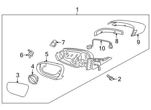 2019 Kia K900 Parking Aid Outside Mirror Assembly Diagram for 87620J6240