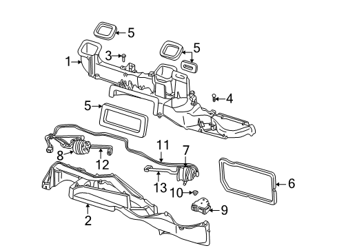 2000 Dodge Ram 1500 Van Ducts Air Conditioning And Heater Actuator Diagram for 4885064AA