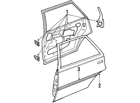 1992 Pontiac LeMans Rear Door MOLDING, Rear Side Door Diagram for 90405371