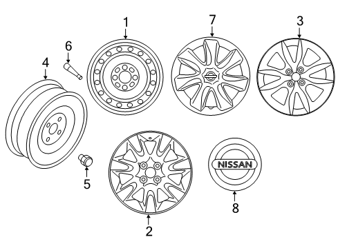 2017 Nissan Versa Note Wheels, Covers & Trim Spare Tire Wheel Assembly Diagram for 40300-3BA7A