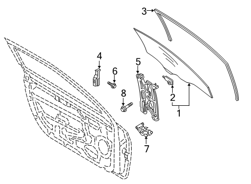 2020 Hyundai Veloster Front Door Run Assembly-Front Door Window Glass LH Diagram for 82530-J3000